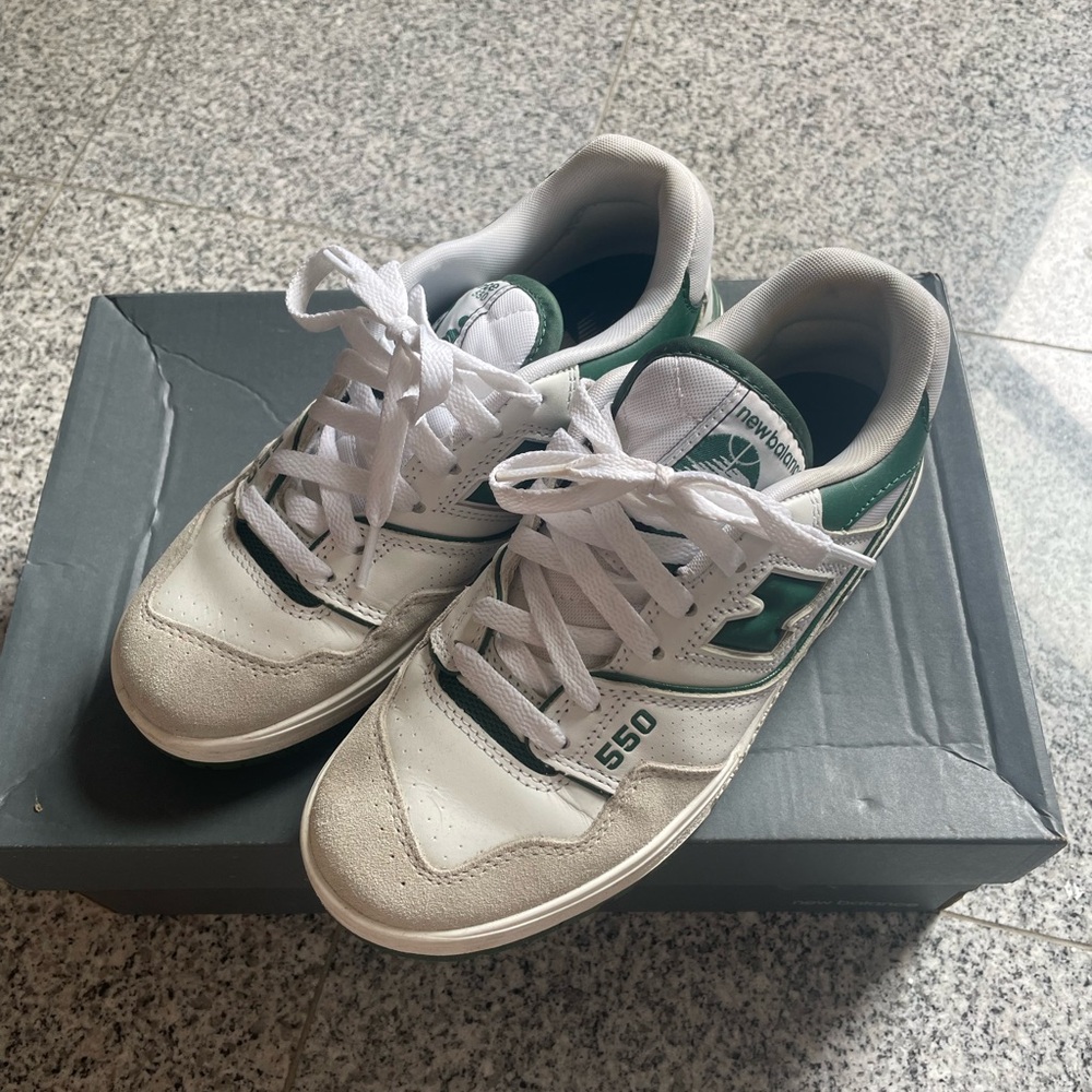 New Balance 550 White and Green Sneakers